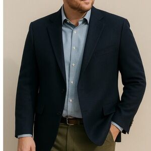 Chaps Wool/Silk/Cashmere Blend Navy Sport Coat